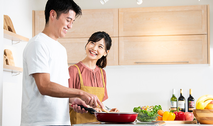 目玉焼きに水を入れて調理する場合の手順